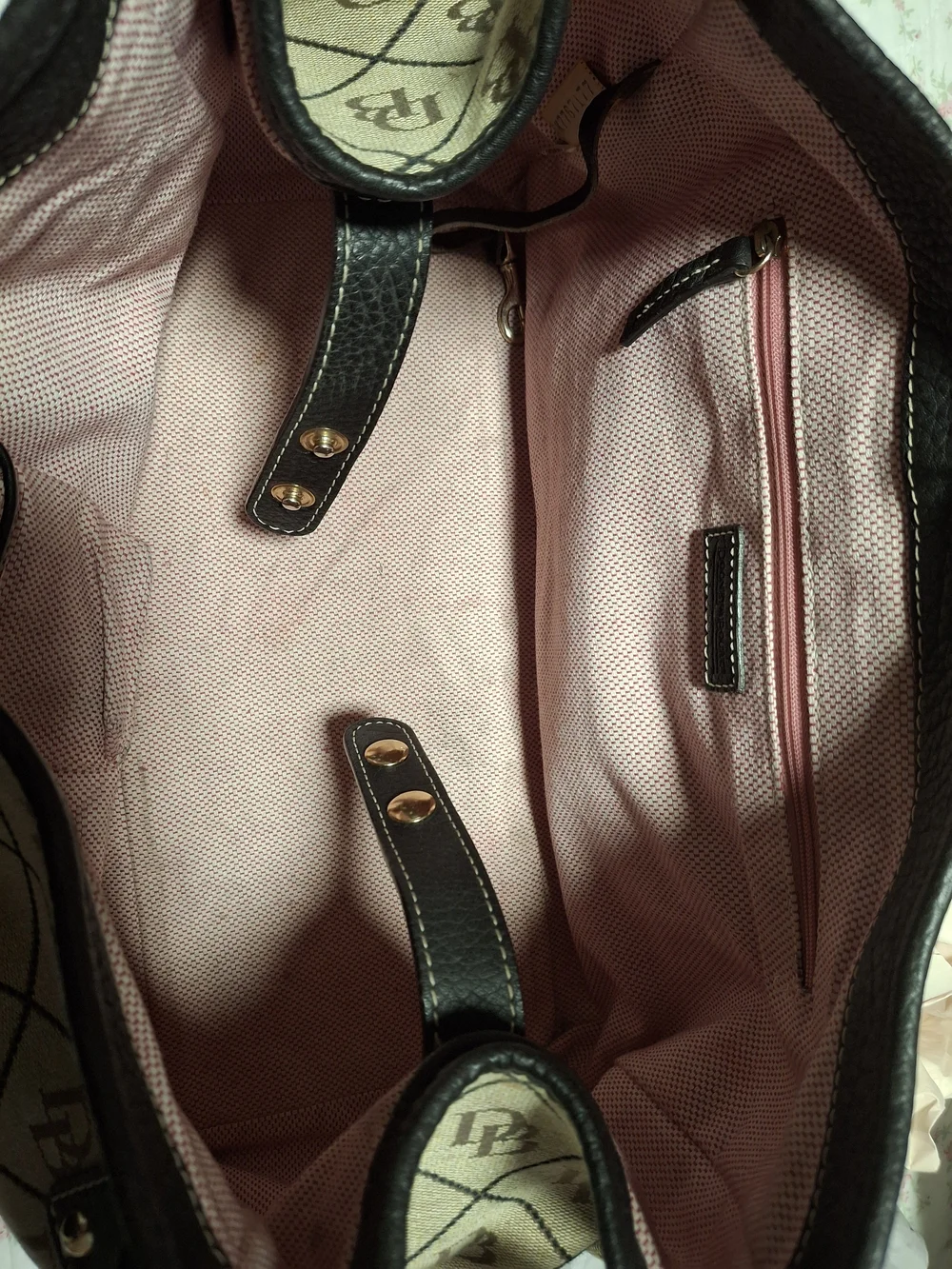 Dooney&Bourke Brown & Beige Monogram Satchel